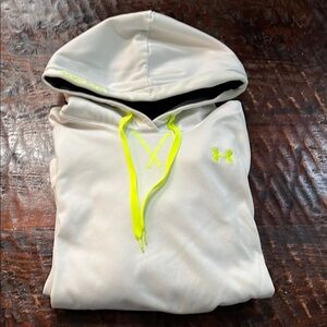 Under Armour Cream Hoodie with Neon Yellow Details